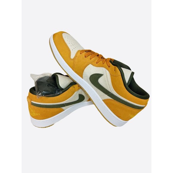 Air Jordan 1 Low SE White Light Curry Olive Sneakers DH6931-102, Men\'s Size 12.5